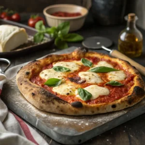 Authentic Italian pizza baked at home with rustic crust and melted mozzarella