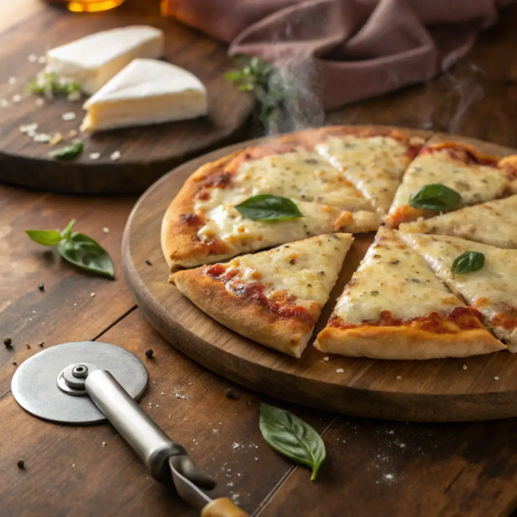 authentic-italian-pizza-served Authentic Italian pizza sliced and served on a rustic wooden board