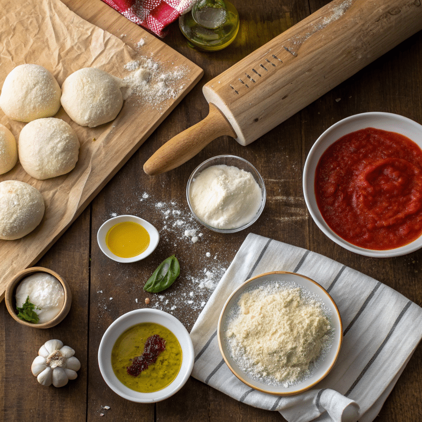 Gluten Free Pizza Rolls: A Wonderful Treat Made with Love 50 Ingredients for gluten free pizza rolls on a rustic table