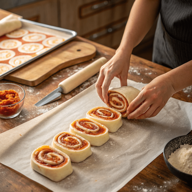 Gluten Free Pizza Rolls: A Wonderful Treat Made with Love 51 Hands rolling gluten free pizza dough with filling