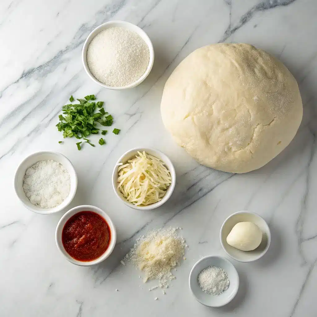 alfredo-pizza-ingredients Alfredo Pizza ingredients laid out for cooking