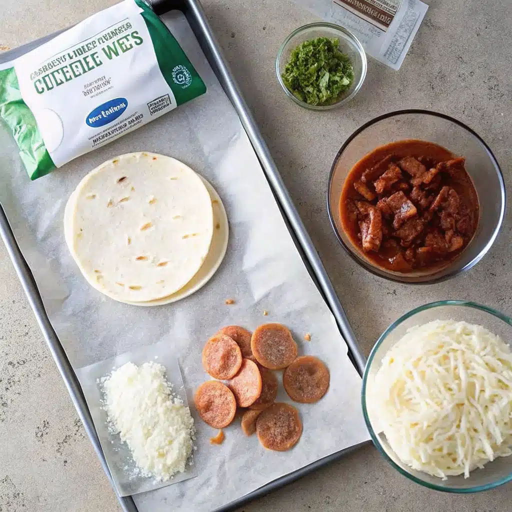 easy-mini-pizza-ingredients finished easy mini pizza served with salad and dipping sauce